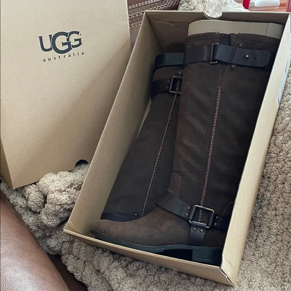 UGG Brown Leather Knee-High Boots - Picture 5 of 5